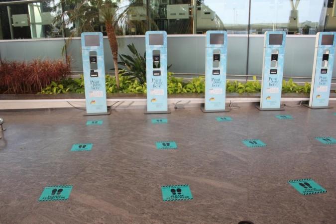 Bengaluru airport sets up social distancing measures in the terminal Bengaluru airport sets up social distancing measures in the terminal