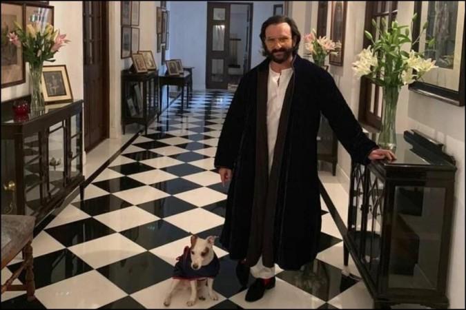 Saif ALi Khan at the Palace with cute doggo