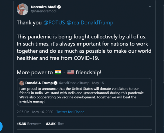 PM Modi thanks US President PM Modi thanks US President