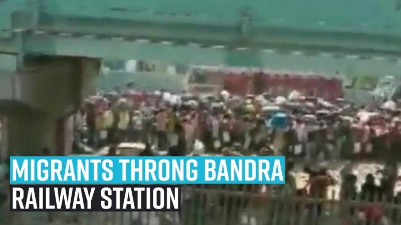 Migrants throng bandra railway station in hope of catching a train home