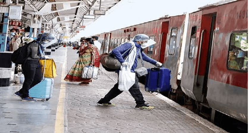 passengers boarding special AC trains passengers boarding special AC trains