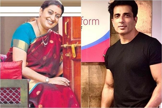 Smriti Irani, Sonu Sood Smriti Irani, Sonu Sood