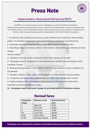 BMTC releases flat fares BMTC releases flat fares