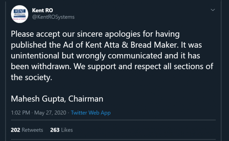 Kent apologises for the controversial ad