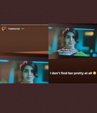 Screenshot of Pooja Hegde's Instagram story which went viral. Meme