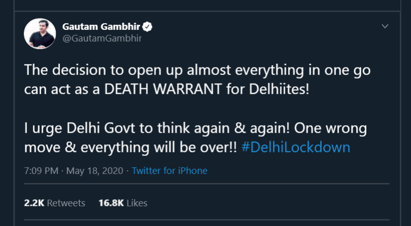 Gautam Gambhir against AAP Gautam Gambhir against AAP