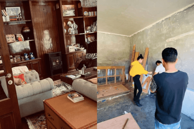 Kangana Ranaut working on Rangoli Chandel's house