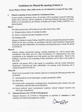 Guidelines for phased reopnening of activties outside containment zones Guidelines for phased reopnening of activties outside containment zones