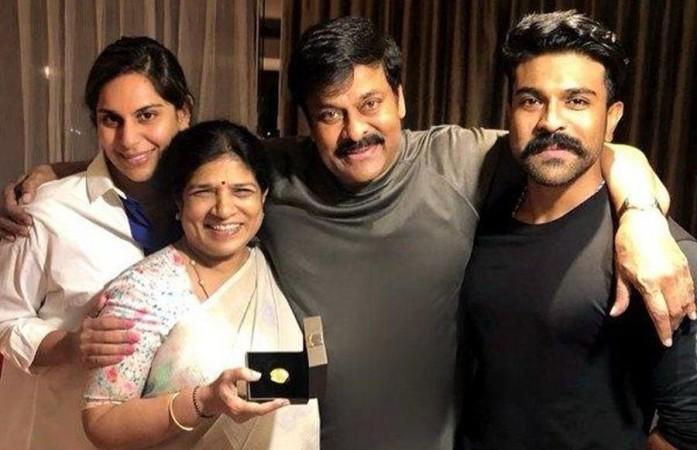 Chiranjeevi with his family members Chiranjeevi with his family members