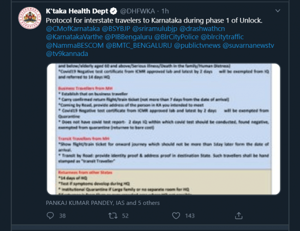 Karnataka health department releases new set of guidelines Karnataka health department releases new set of guidelines