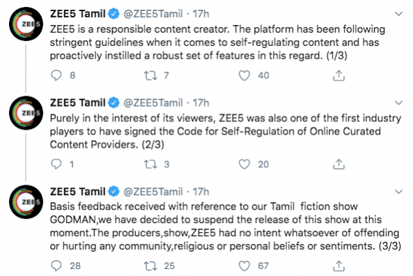ZEE5 Tamil tweets on Godman
