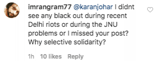 Comment on Karan Johar's post