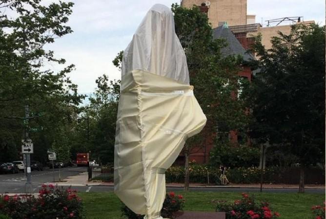 The statue of Mahatma Gandhi outside Indian Embassy in Washington was desecrated allegedly by BlackLivesMatter protesters. Mahatrma Gandhi statue vandalised in US