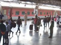 People stranded in Hyderabad due to the ongoing nationwide lockdown imposed to mitigate the spread of coronavirus, arrive at Secunderabad Junction railway station to board special trains being run by the Indian Railways to return to their respective nativ