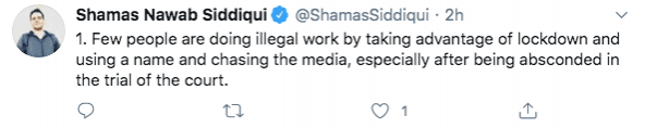 Shamas Siddiqui's tweet