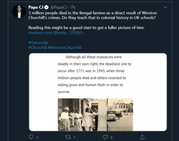 tweets on Winston Churchill and Bengal famine tweets on Winston Churchill and Bengal famine