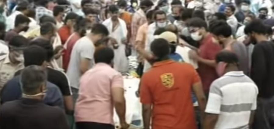A screen shot taken from a video of Chiranjeevi Sarja's funeral. Chiranjeevi Sarja's Funeral