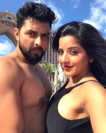 Monalisa with husband Vikrant Singh Rajpoot Monalisa, Vikrant Singh Rajpoot