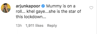 Arjun Kapoor comment on Kartik Aaryan's post