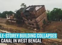 Triple-storey building collapses into canal in West Bengal