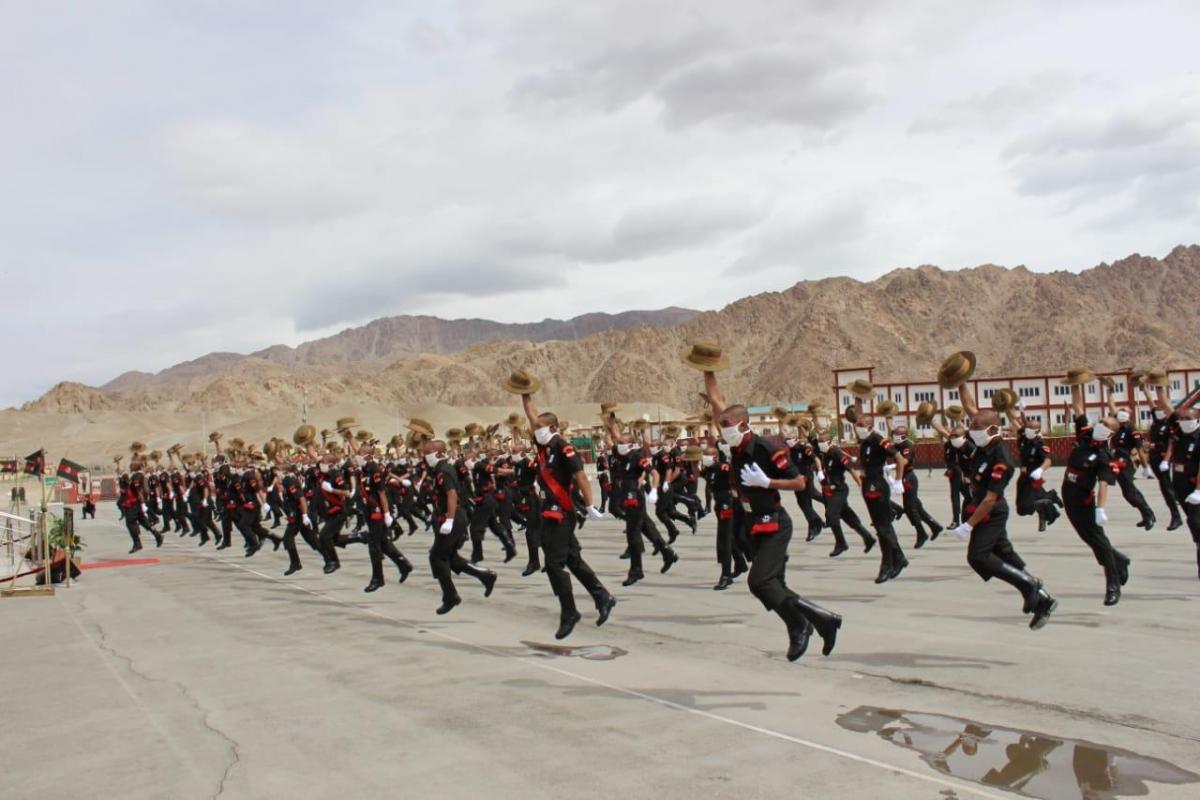The attestation parade with appropriate social distancing in consonance with the highest traditions of the Indian Army was reviewed by Col Rinchen Dorje, Commandant, LSRC. ladakh scout