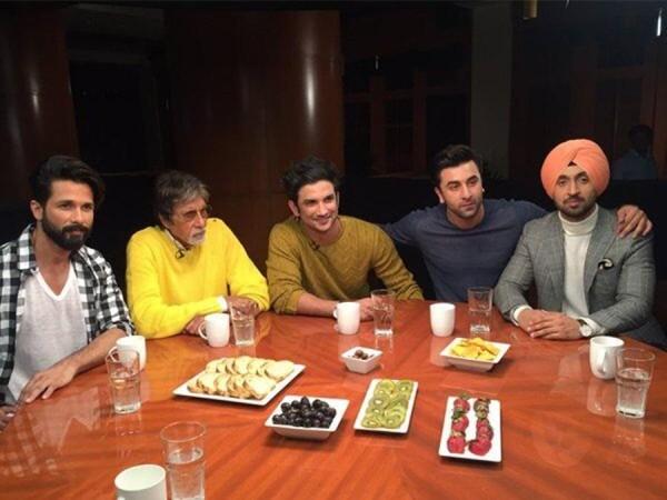Amitabh Bachchan with Sushant Singh Rajput and other young Bollywood actors Amitabh Bachchan with Sushant Singh Rajput and other young Bollywood actors