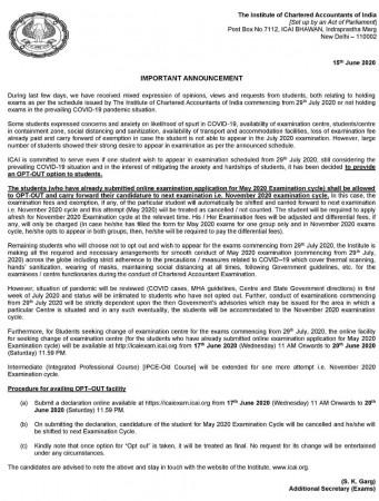 ICAI announcement