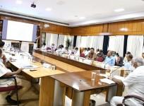 Bengaluru: Karnataka Chief Minister BS Yediyurappa chairs a review meeting with the Income tax Department at his residence office in Bengaluru during the extended nationwide lockdown imposed to mitigate the spread of coronavirus, on May 7, 2020.