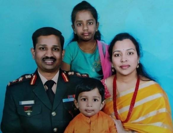 Colonel B Santosh Babu with his family Colonel B Santosh Babu with his family