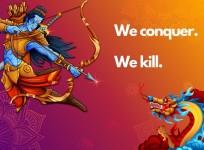 Hong Kong Twitter user shares illustration featuring India's Rama and China's dragon