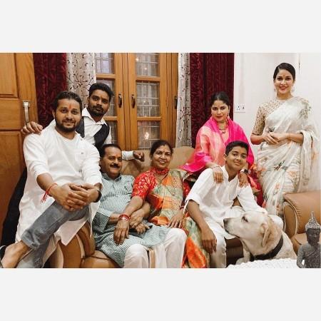 Lavanya Tripathi with her family. Lavanya Tripathi