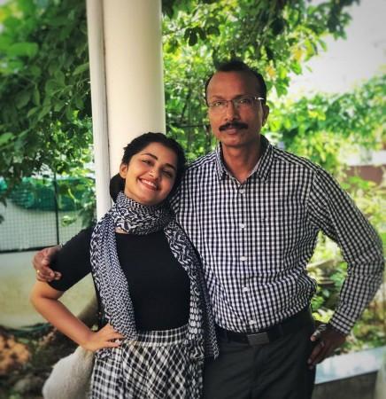 Anupama Parameswaran with her father Anupama Parameswaran