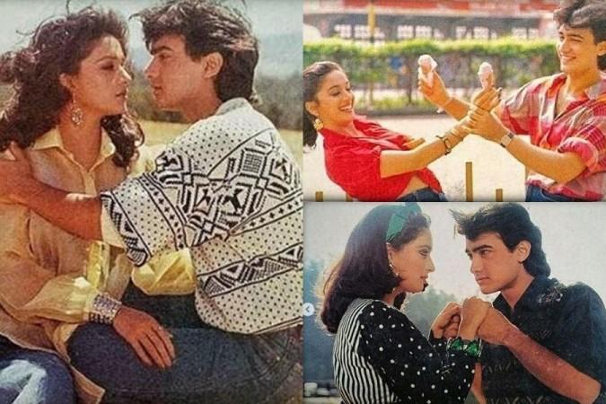 Aamir Khan and Madhuri Dixit in Dil. Aamir Khan and Madhuri Dixit in Dil