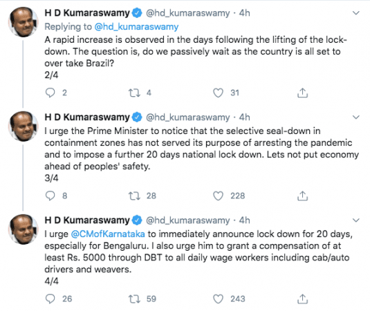 HD Kumaraswamy tweets