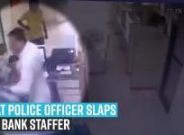 Surat Police officer slaps lady bank staffer