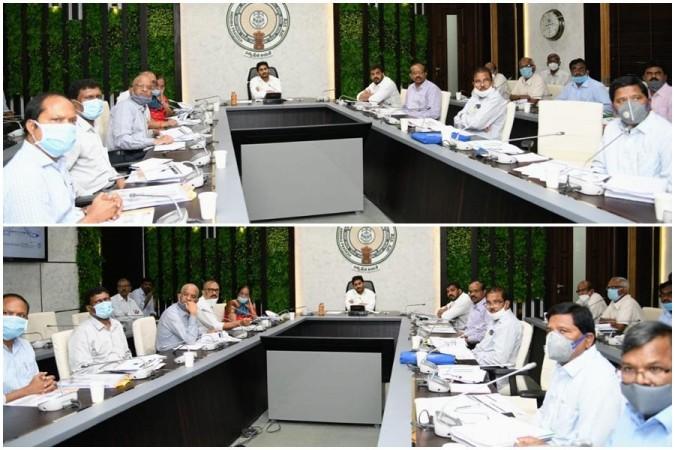 AP CM YS Jagan Mohan Reddy with officials at review meeting AP CM YS Jagan Mohan Reddy with officials at review meeting