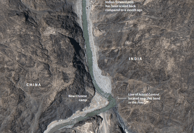 The satellite images showing new construction activity in the week following the brutal hand-to-hand combat. india china