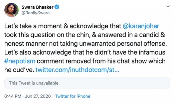 Swara Bhasker tweet