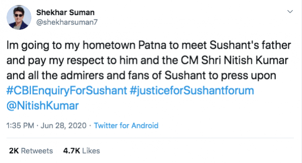 Shekhar Suman tweet