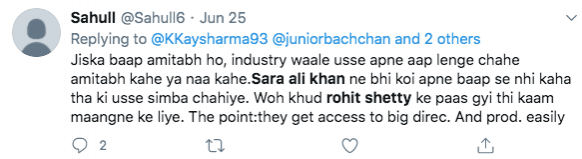 Tweet on Sara Ali Khan