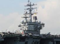 FILE PHOTO: U.S. Navy aircraft carrier USS Ronald Reagan is seen during its visit to Hong Kong, China November 21, 2018. REUTERS/Yuyang Wang