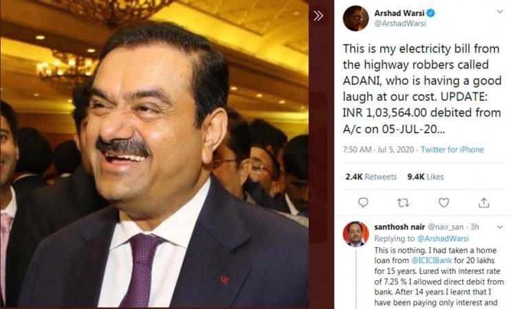 Arshad Warsi's tweet on Adani Arshad Warsi's tweet on Adani