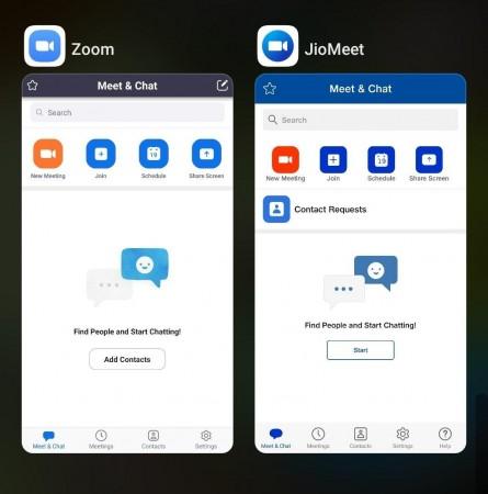 JioMeet and Zoom UI resemblance