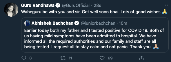 Abhishek tests positive
