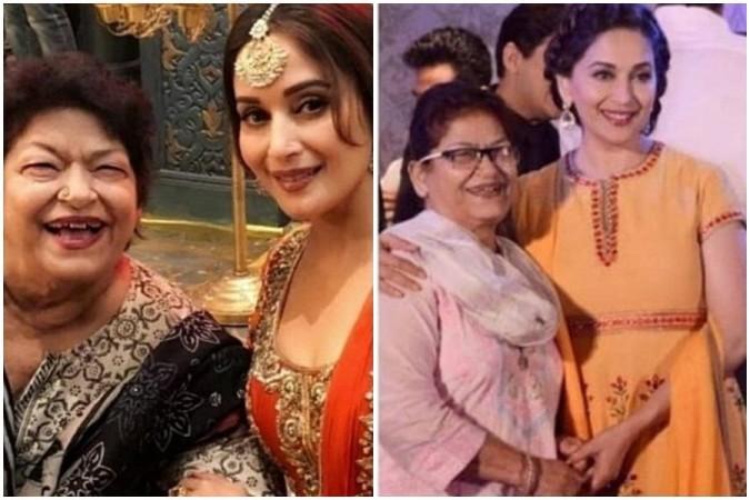 Madhuri Dixit Nene with choreographer Saroj Khan Madhuri Dixit Nene with choreographer Saroj Khan