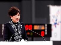 FILE PHOTO: Tokyo governor Yuriko Koike speaks at the opening ceremony of the Ariake Arena, which was due to host volleyball and wheelchair basketball competitions in the now-postponed 2020 Olympic Games in Tokyo, Japan February 2, 2020. REUTERS/Kim Kyung