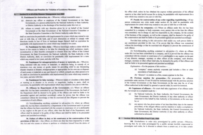 Lockdown violations document
