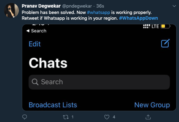 WhatsApp down