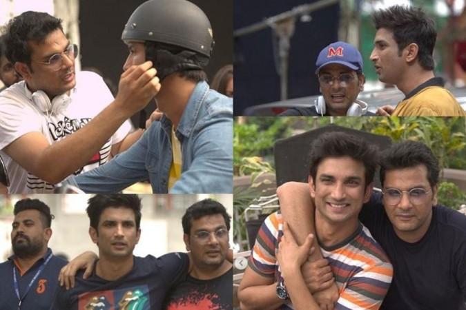 Mukesh Chhabra and Sushant Singh Rajput on the sets of Dil Bechara. Sushant Singh Rajput, his bike and a song of love