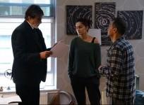 Taapsee Pannu with Amitabh Bachchan and director Sujoy Ghosh on Badla set